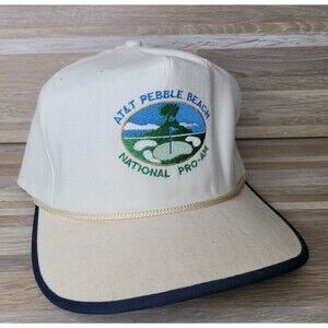 Vintage 1990s AT&T Pebble Beach National Pro-Am Embroidered White USA Hat
